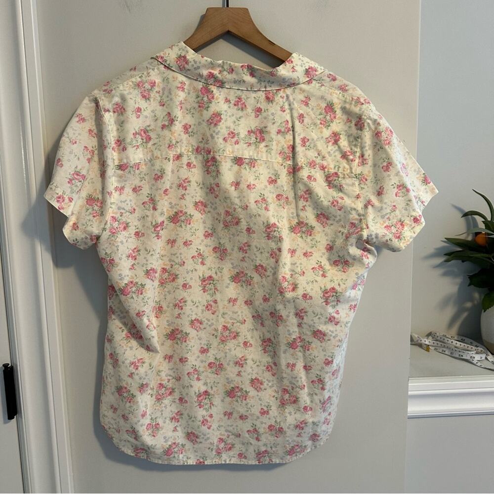Lauren Ralph Lauren Vintage Floral Yellow Pink Cotton PJ Top Medium - Picture 6 of 12